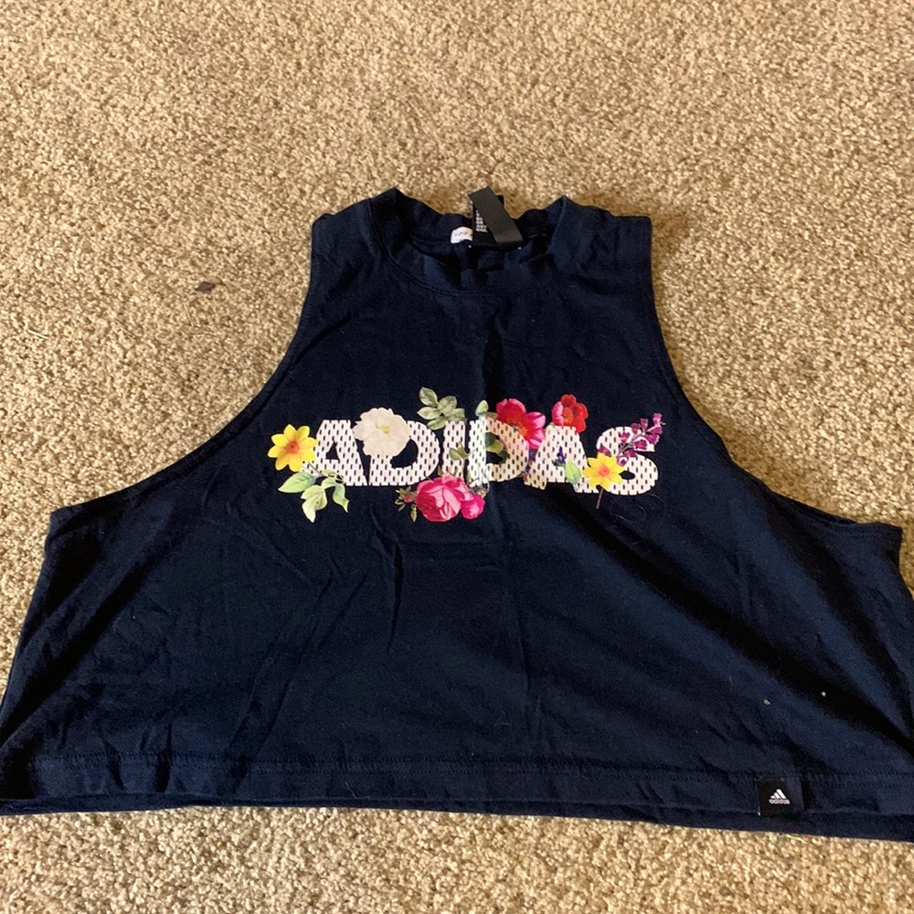 Athletic adidas top with flowers